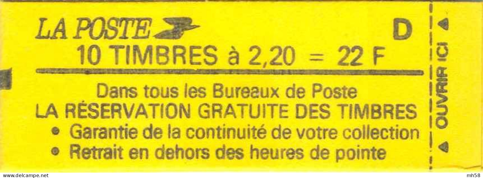 FRANCE - Carnet Conf. 8, Date 7.29.4.88 Partielle - 2f20 Liberté Rouge - YT 2376 C10 / Maury 467 - Moderni : 1959-…