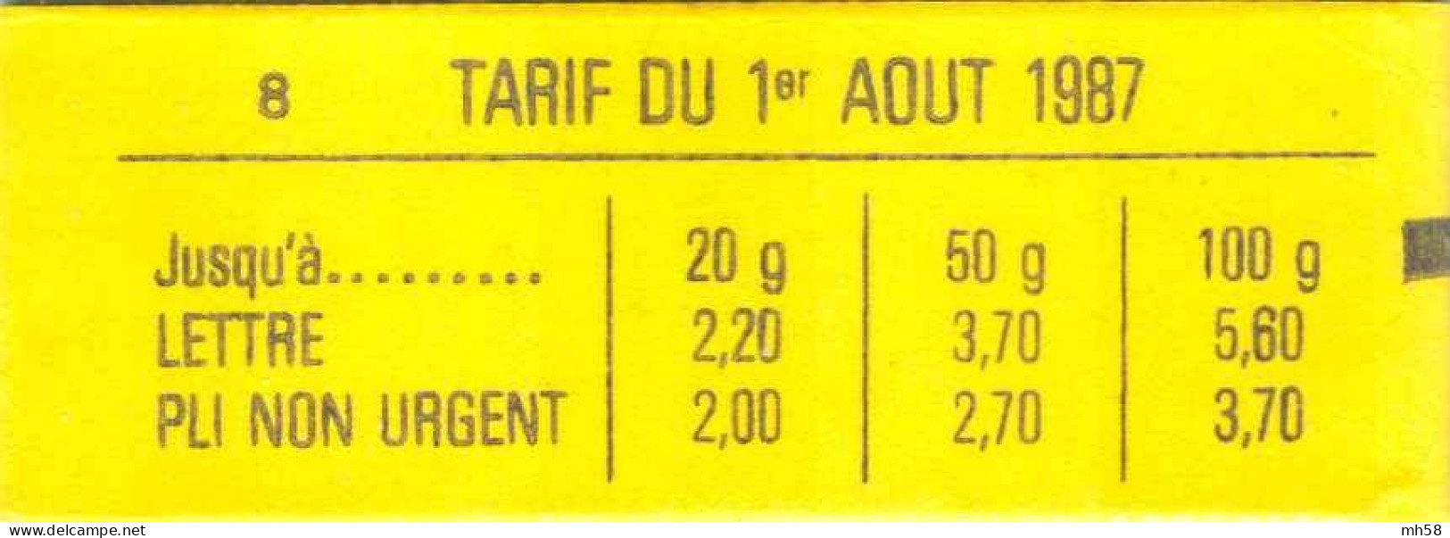 FRANCE - Carnet Conf. 8, Date 7.29.4.88 Partielle - 2f20 Liberté Rouge - YT 2376 C10 / Maury 467 - Modernes : 1959-...