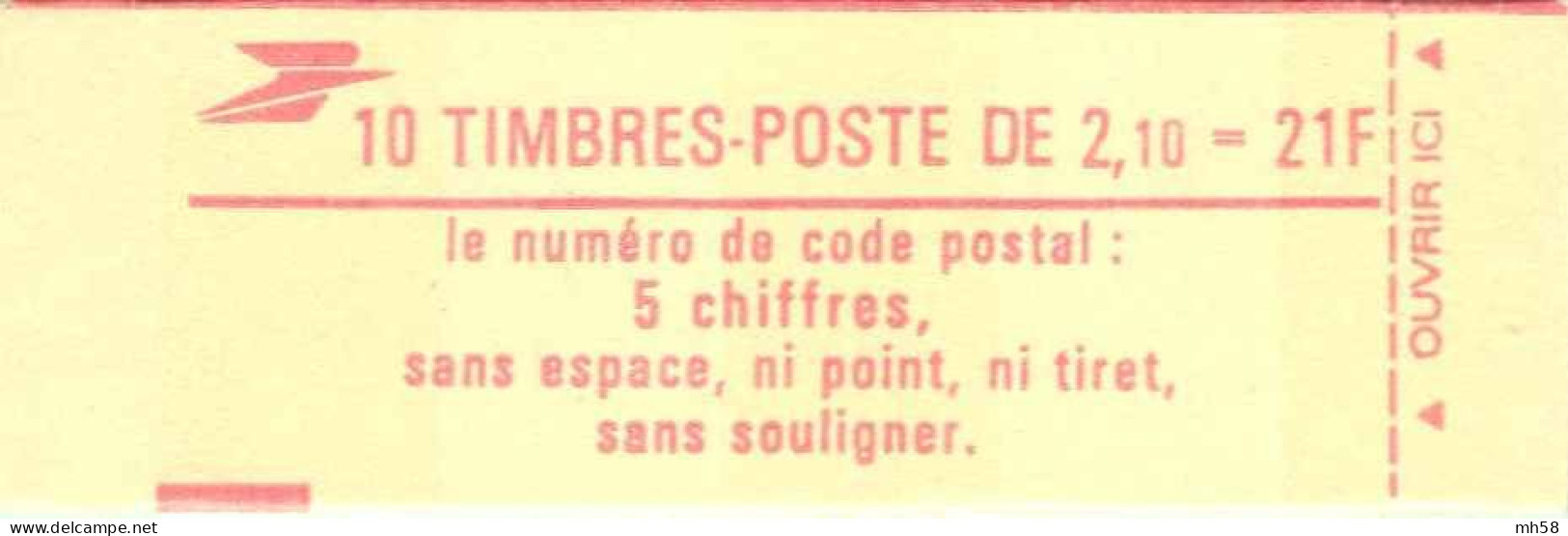 FRANCE - Carnet Conf. 9, Gomme Striée - 2f10 Liberté Rouge - YT 2319 C2 / Maury 454 - Modern : 1959-…