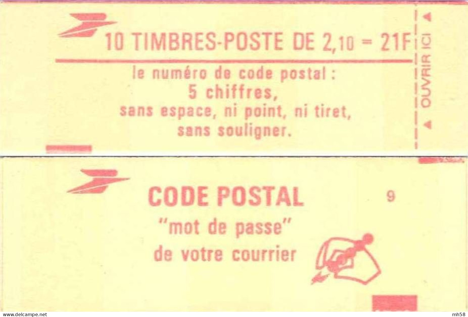 FRANCE - Carnet Conf. 9, Gomme Striée - 2f10 Liberté Rouge - YT 2319 C2 / Maury 454 - Moderne : 1959-...