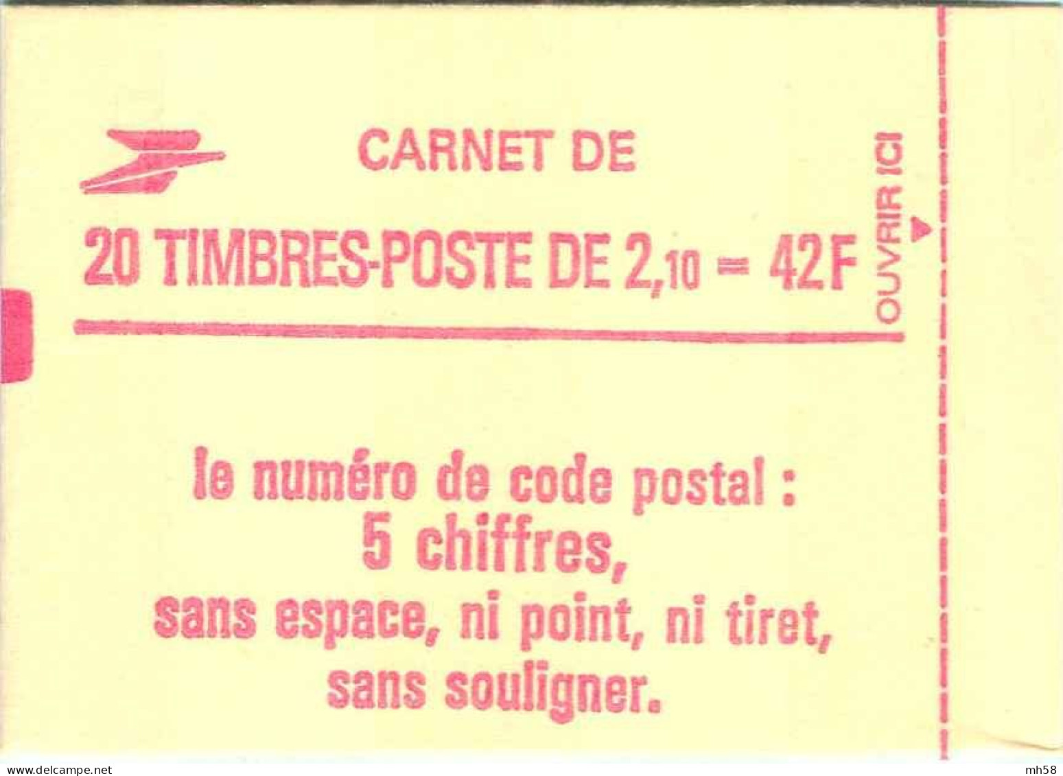 FRANCE - Carnet Conf. 8, Numéro 03728, Gomme Striée - 2f10 Liberté Rouge - YT 2319 C4 / Maury 456 - Modern : 1959-…