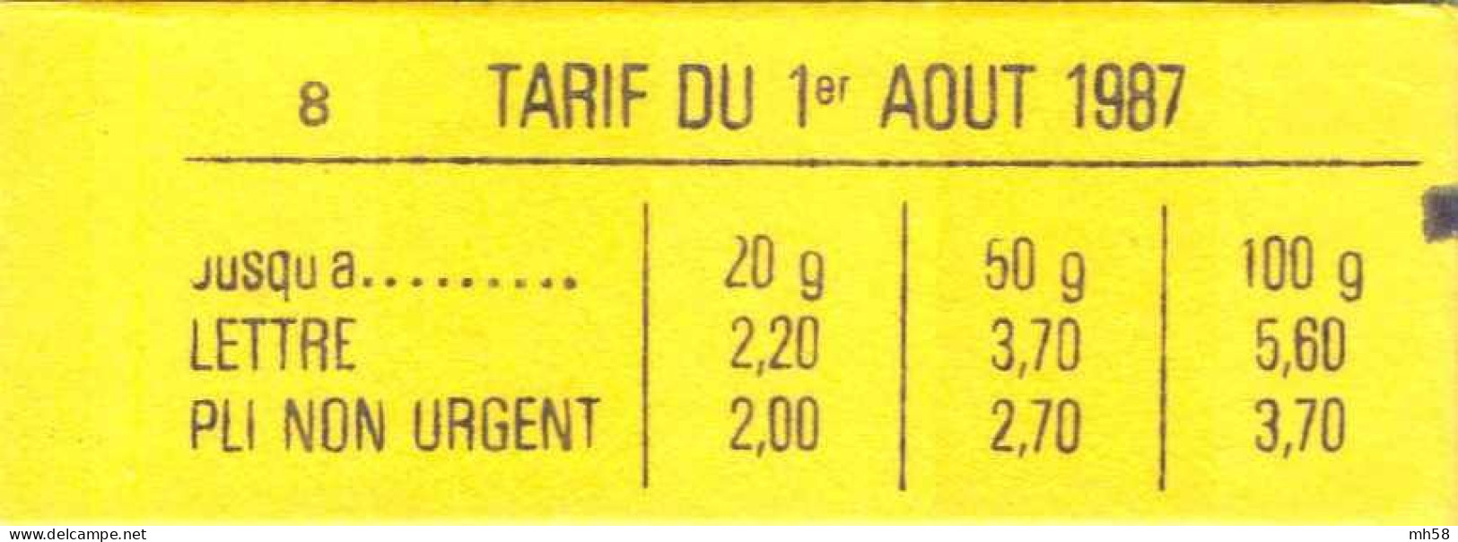 FRANCE - Carnet Conf. 8, RE, Jusqu'à Sans Accent - 2f20 Liberté Rouge - YT 2376 C7 / Maury 462 - Modern : 1959-…