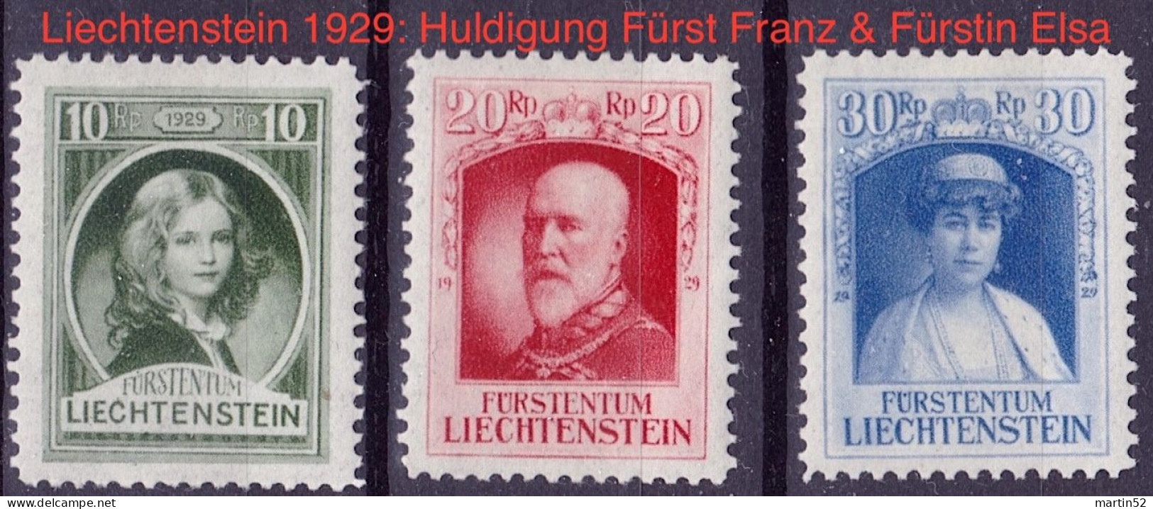 Liechtenstein 1929: Huldigung Fürst Franz & Fürstin Elsa Zu 80-83 Mi 90-93 Yv 90-93 * Falz MLH (Zumstein CHF 80.00 -50%) - Unused Stamps