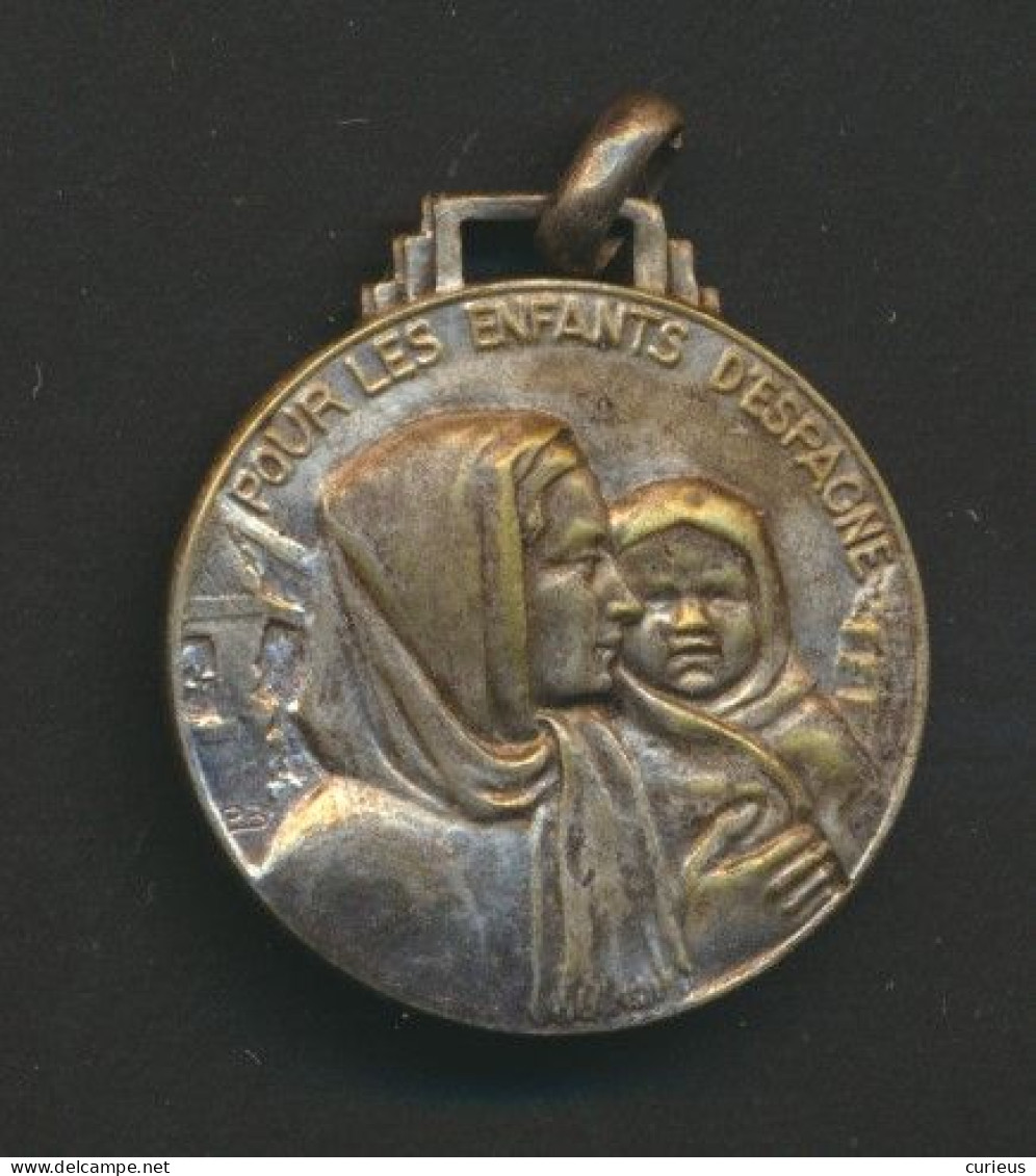 MEDAILLE * JEUNESSES SOCIALISTES * S F I O * SOUTIEN POUR LES ENFANTS D ESPAGNE * 2.6 MM - Otros & Sin Clasificación