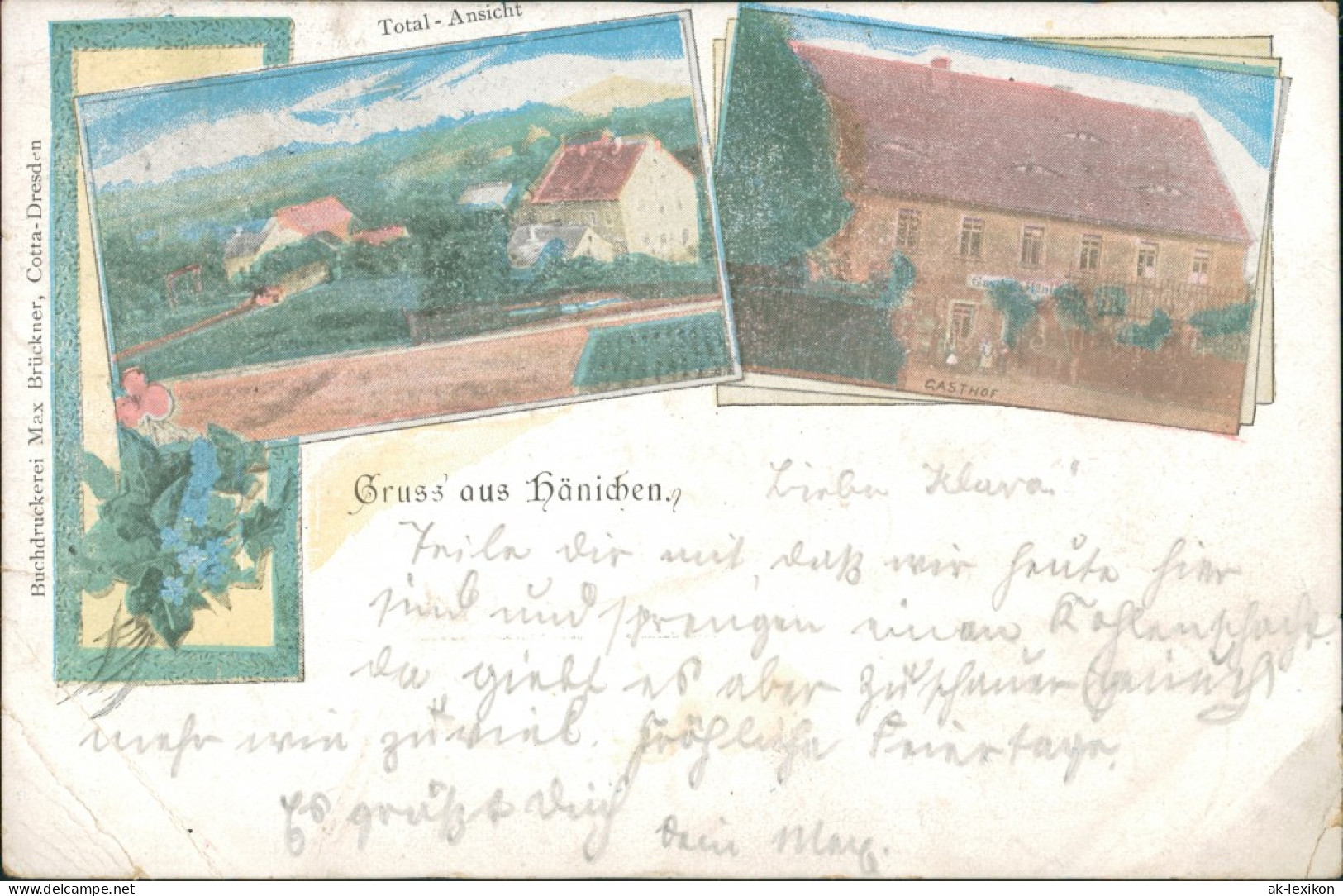 Ansichtskarte Hänichen-Bannewitz 2 Bild: Stadt U. Gasthaus B Dresden 1906 - Bannewitz