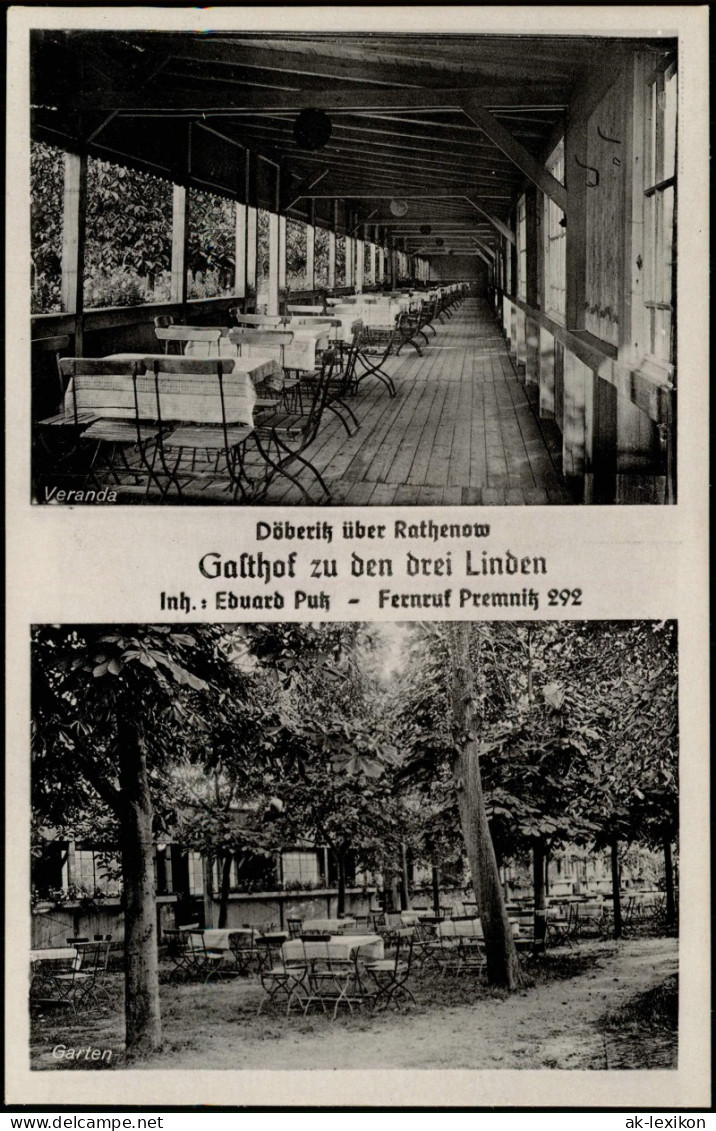 Döberitz-Premnitz Gasthof Zu Den Drei Linden Inh Eduard Puk Veranda Garten 1920 - Premnitz