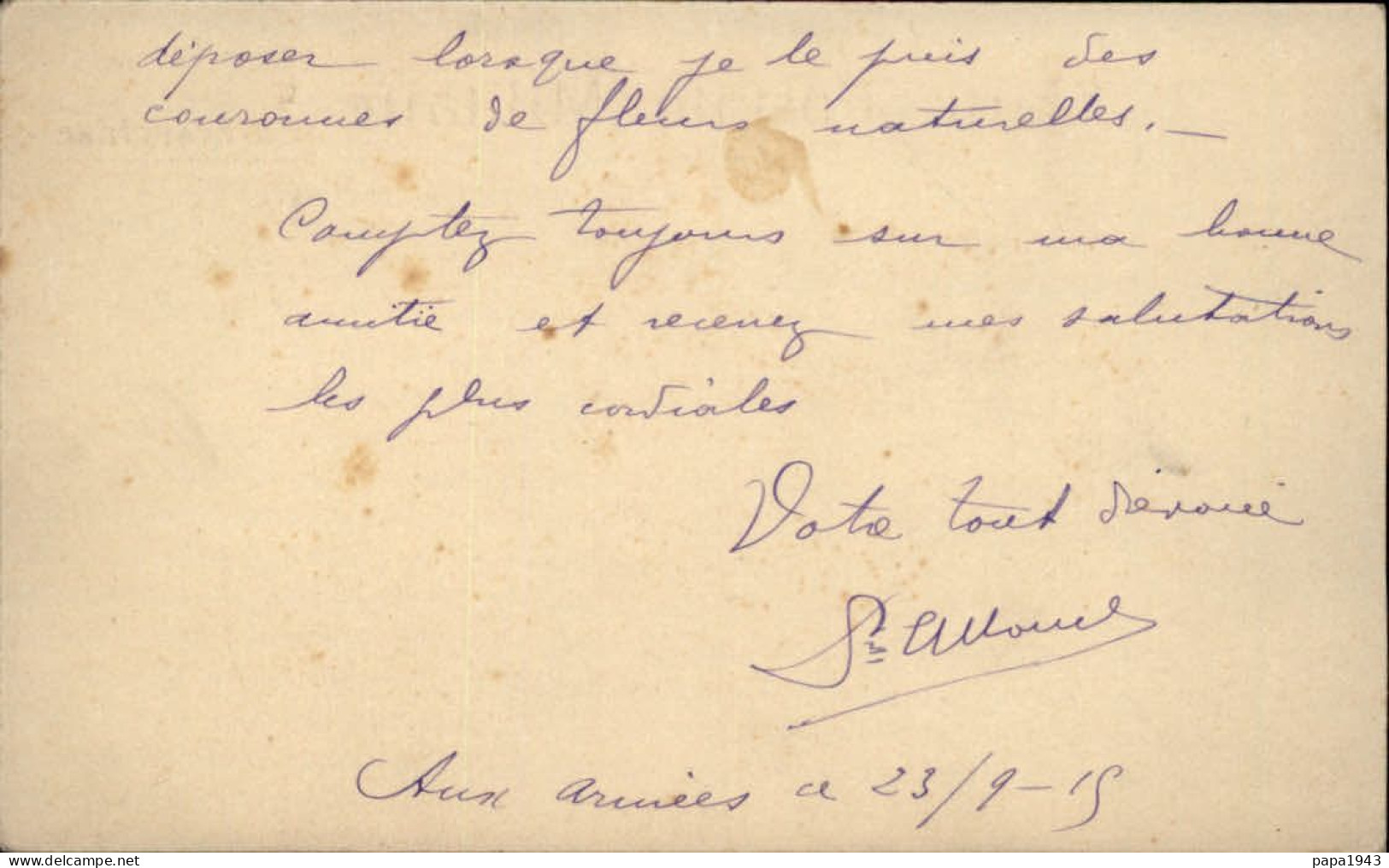 1915  CARTE POSTALE MILITAIRE  En Franchise  S P 112 - Cartas & Documentos