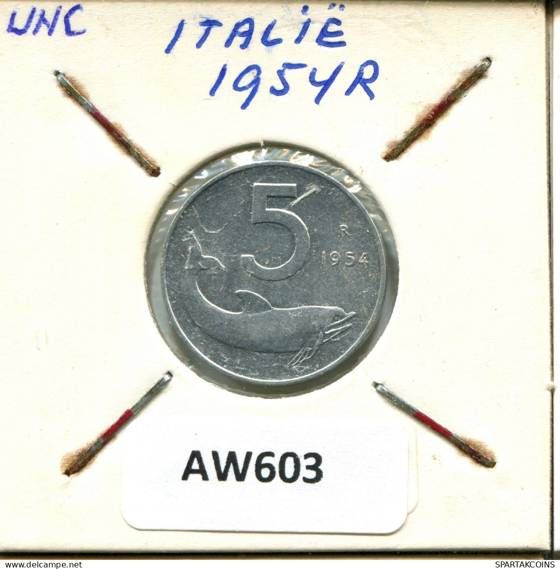 5 LIRE 1954 R ITALIEN ITALY Münze #AW603.D.A - 5 Liras