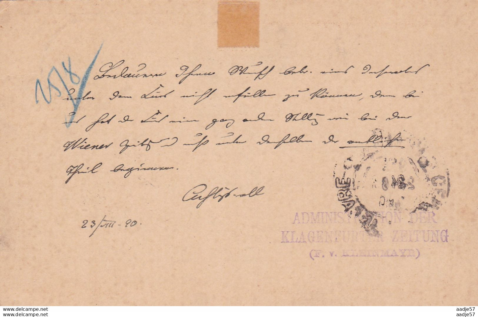 Austria Österreich AUTRICHE -1890- Entire Postal Card Of 2kr From Klagenfurt - Wien - Tarjetas