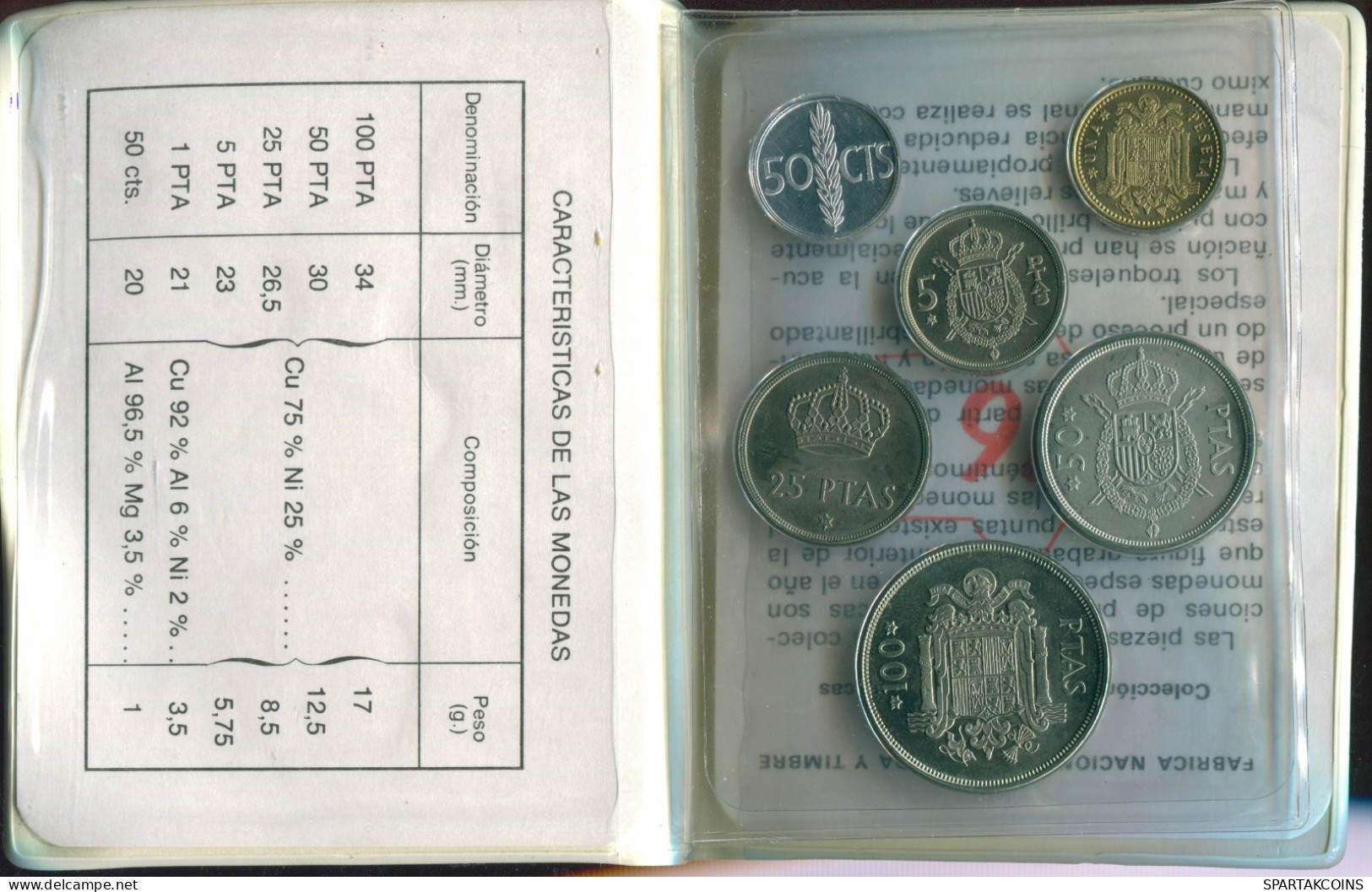 SPAIN 1975*76 MINT SET 6 Coin #SET1134.3.U.A - Mint Sets & Proof Sets