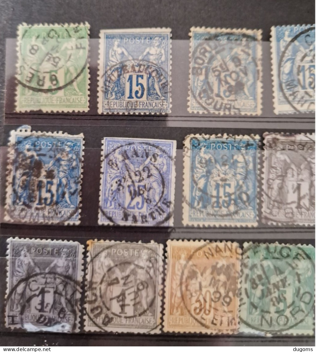 LOT TYPE SAGE OBLITERATIONS BUREAUX DE PROVINCE / LOT RR - 1876-1898 Sage (Type II)