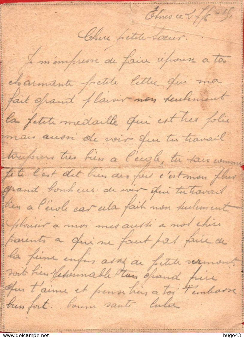 (RECTO / VERSO) CARTE LETTRE EN 1915 - CACHET DU 3eme REGIMENT D' ARTILL. A PIED - Covers & Documents