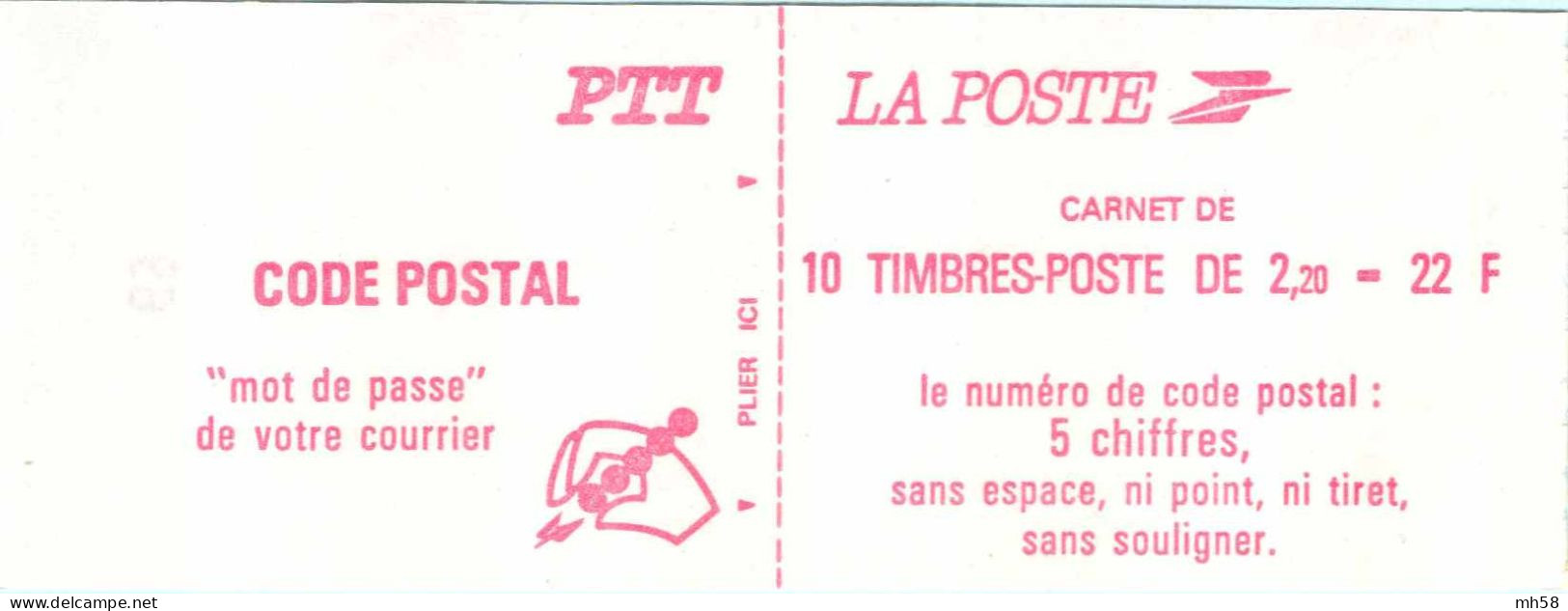 FRANCE - Carnet Numéro 902XX, Découpe Bord Sup Lég. En Biais - 2f20 Liberté Rouge - YT 2427 C1b / Maury 470a - Modernos : 1959-…