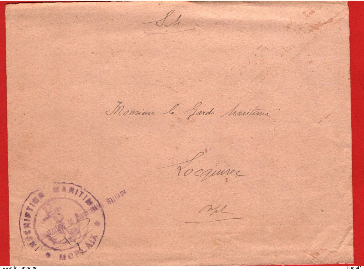 (RECTO / VERSO) DEVANT D' ENVELOPPE DE LA MAIRIE DU PRE SAINT SERVAIS EN 1939 - CACHET INSCRIPTION MARITIME AU DOS - Storia Postale