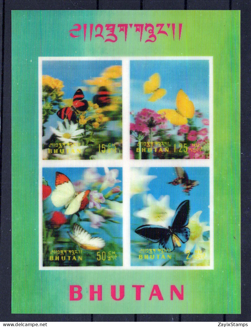 Bhutan 95-95G, 95Ch-95Gi MNH 3-Dimensional Butterflies Insects ZAYIX 0624M0071 - Bhutan