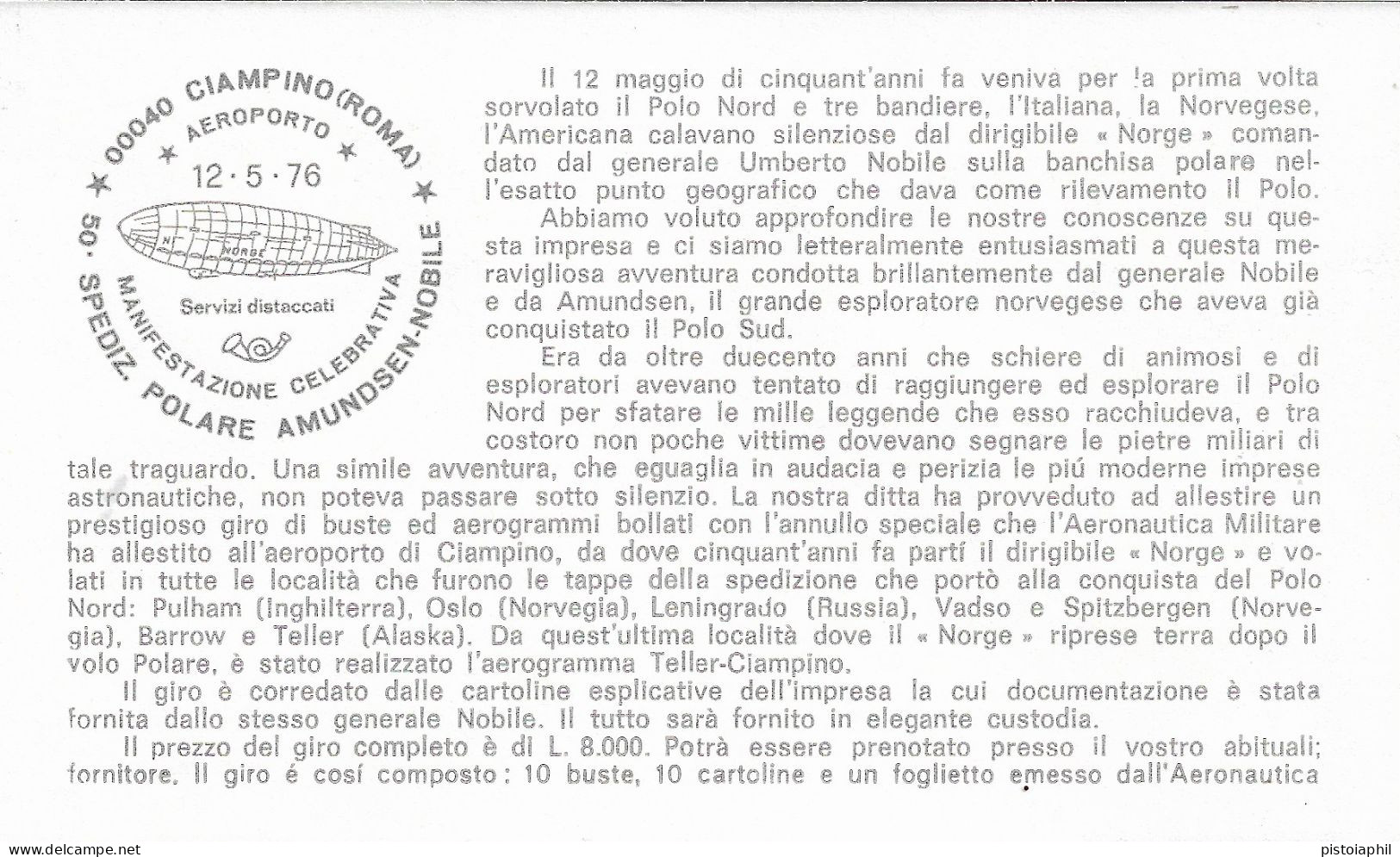 CINQUNATESI DEL PRIMO SORVOLO DEL POLO NORD 1926-1976 - Spedizioni Artiche