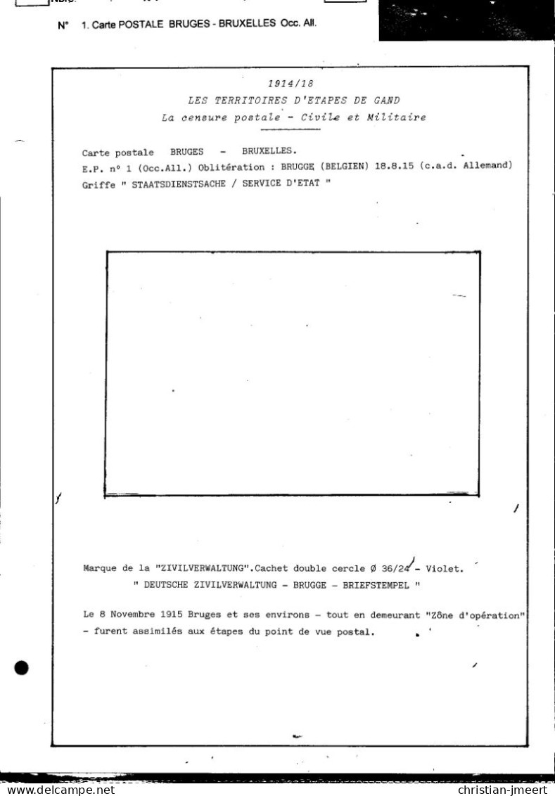 Les Territoires D'étapes De Gand -censure  Voir Explication - OC1/25 Governo Generale