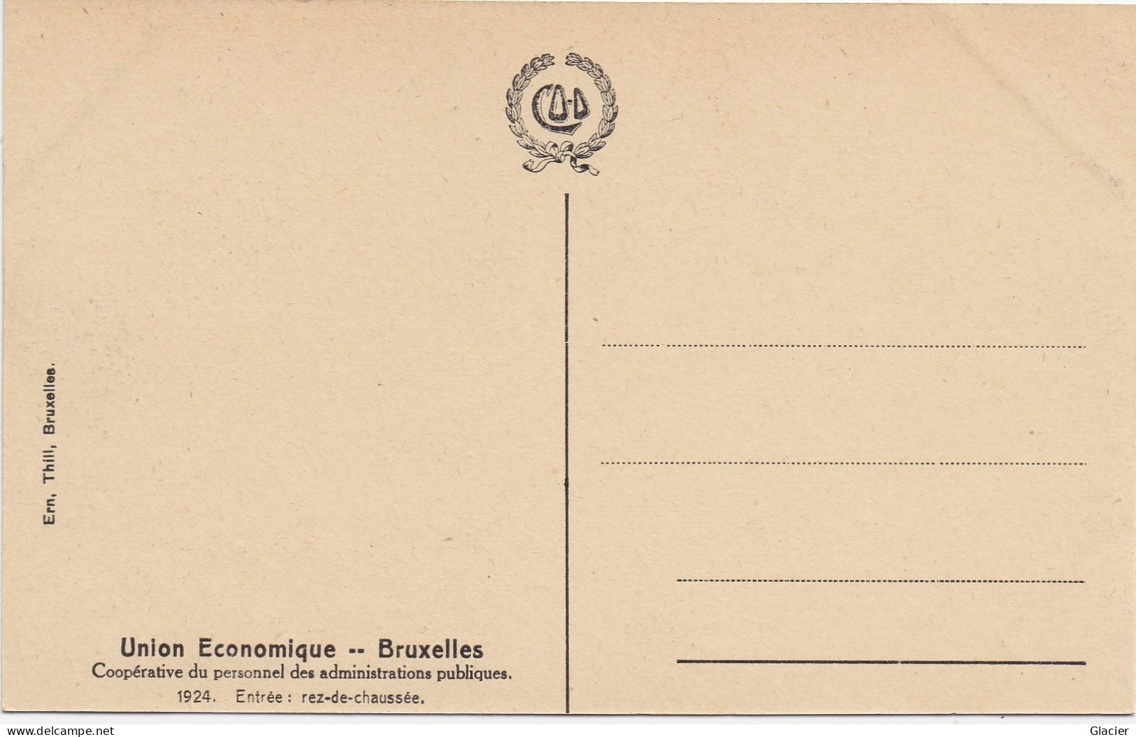 Bruxelles - 1924 - Union Economique - Entrée - Rez De Chaussée - Old Professions