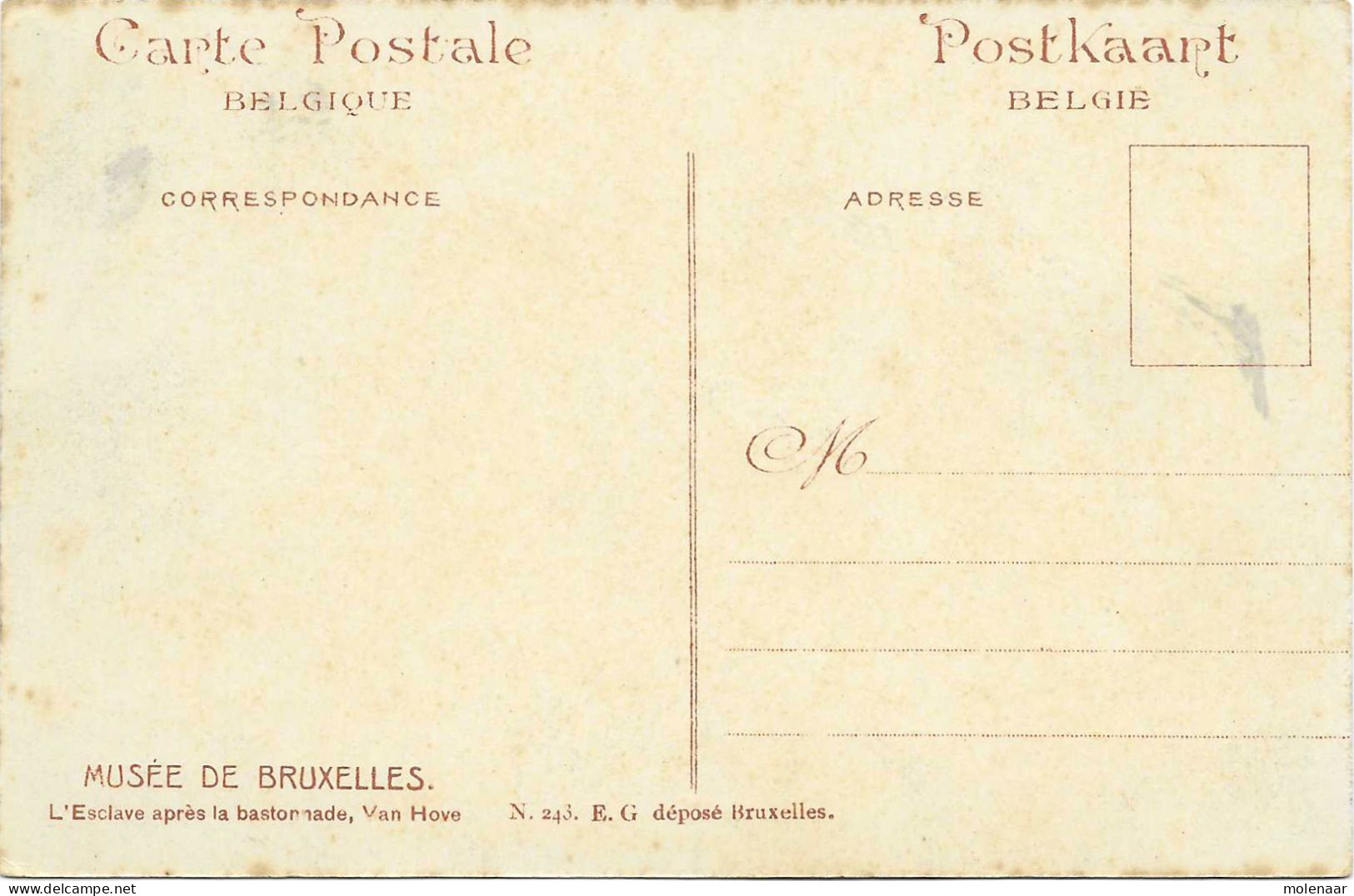 Postkaarten > Europa > België > Brussel >Museum L'Esclave Apres La Bastonnade , Von Hove (19499) - Musées