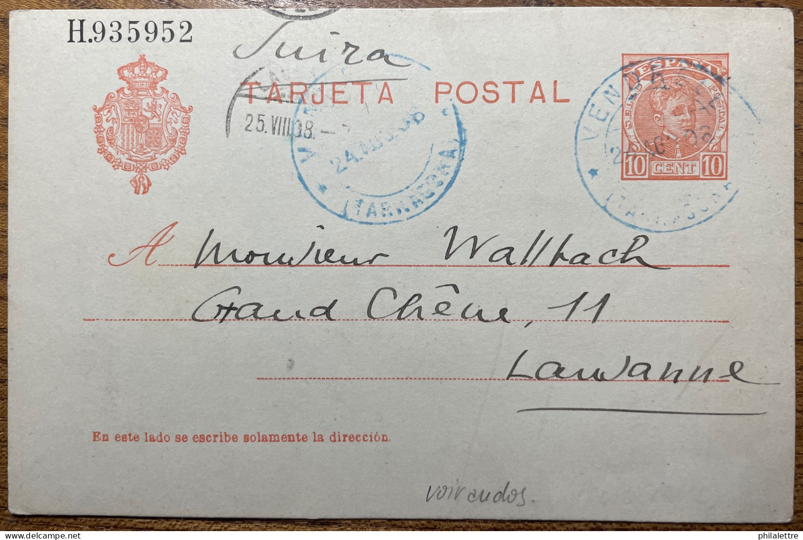 PABLO (PAU) CASALS (1876-1973) Signed 1908 Postal Card From VENDRELL With Autograph Text Addressed To Switzerland - Cantanti E Musicisti