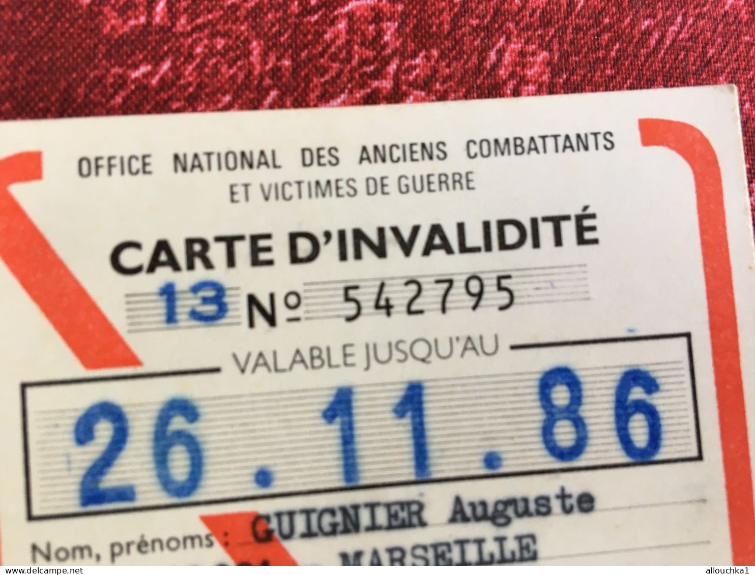 Office National Ancien Combatant Carte Invalidité Réduction 75% Station Debout Pénible-SNCF-circulation-Titre Transport - Europa