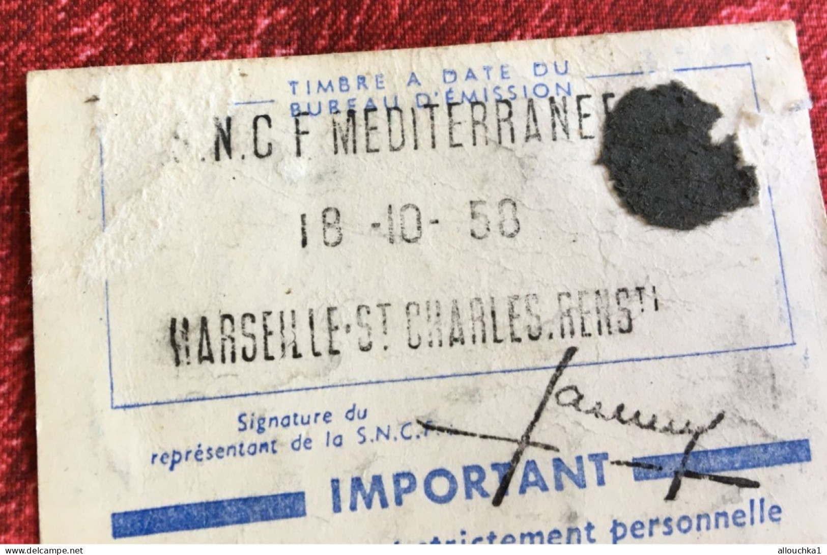 Carte Famille Nombreuse Réduction 40% -S.N.C.F. Circulation-Titre Transport- Chemins De Fer-Marseille Saint Charles - Europa