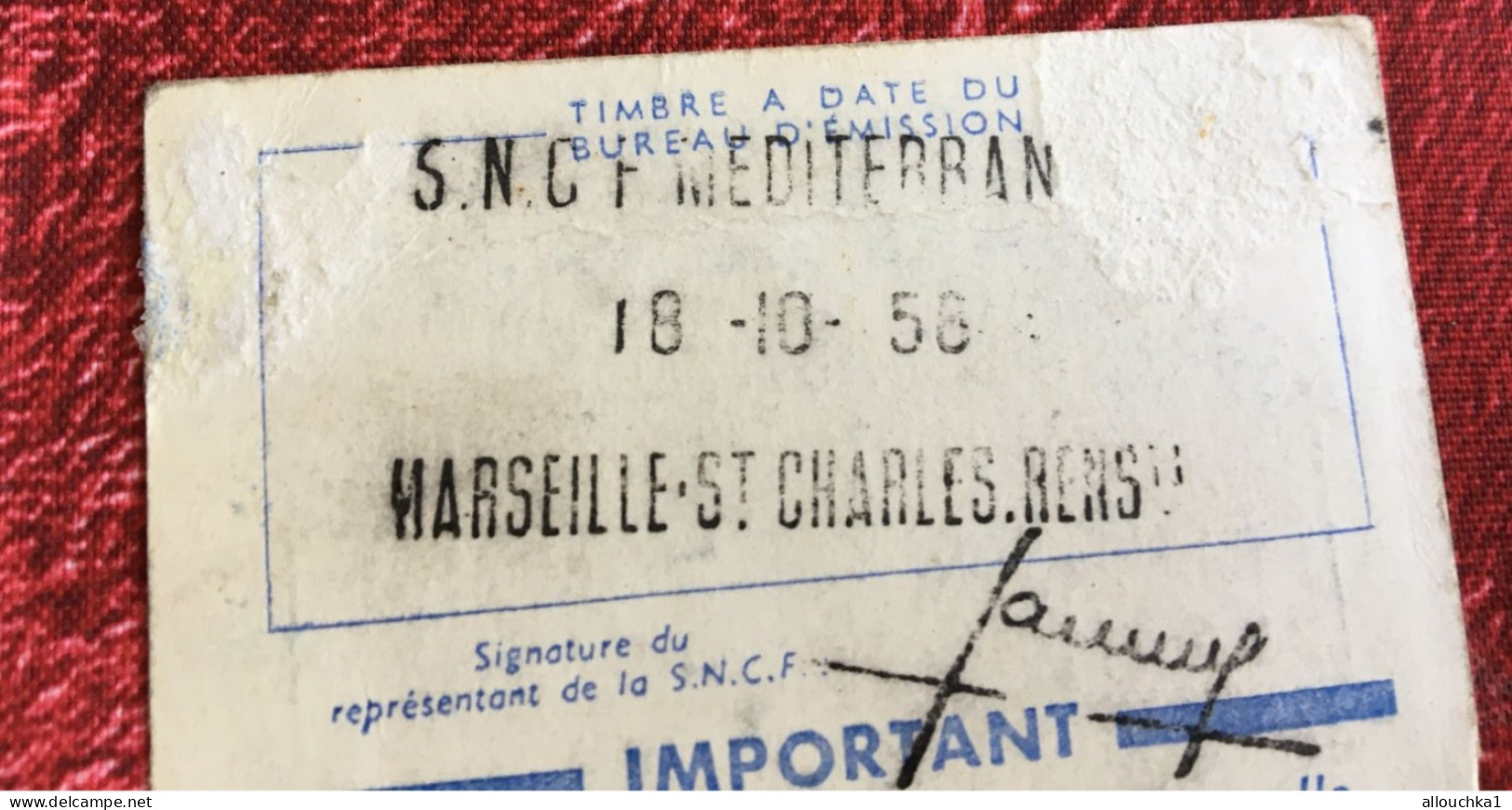 Carte Famille Nombreuse Réduction 40% -S.N.C.F. Circulation-Titre Transport- Chemins De Fer-Marseille Saint Charles - Europa