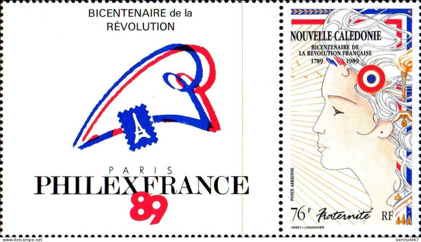 Nle-Calédonie Avion N** Yv:261/262 Bicentenaire De La Révolution Française (Bord De Feuille) - Nuevos