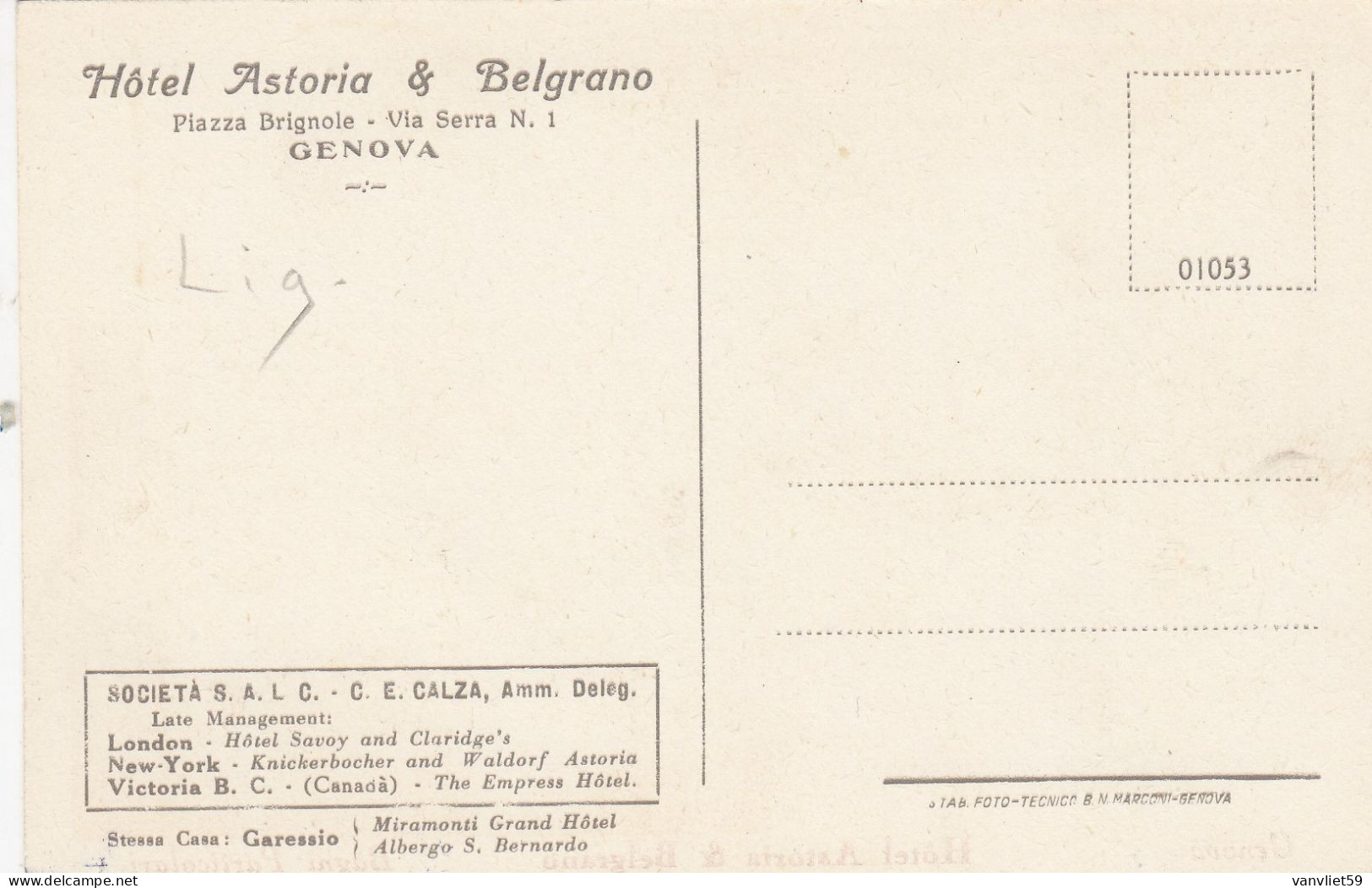 GENOVA-HOTEL =ASTORIA & BELGRANO=MULTIVEDUTE-CARTOLINA NON VIAGGIATA 1925-1935 - Genova