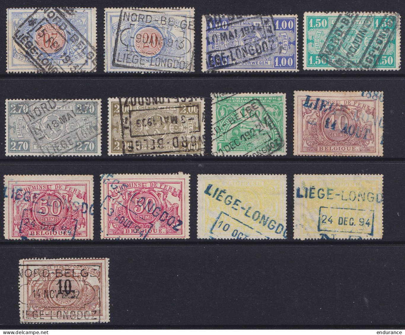 Lot +430 timbres Chemins de Fer oblitérations NORD-BELGE pour étude - voir scans