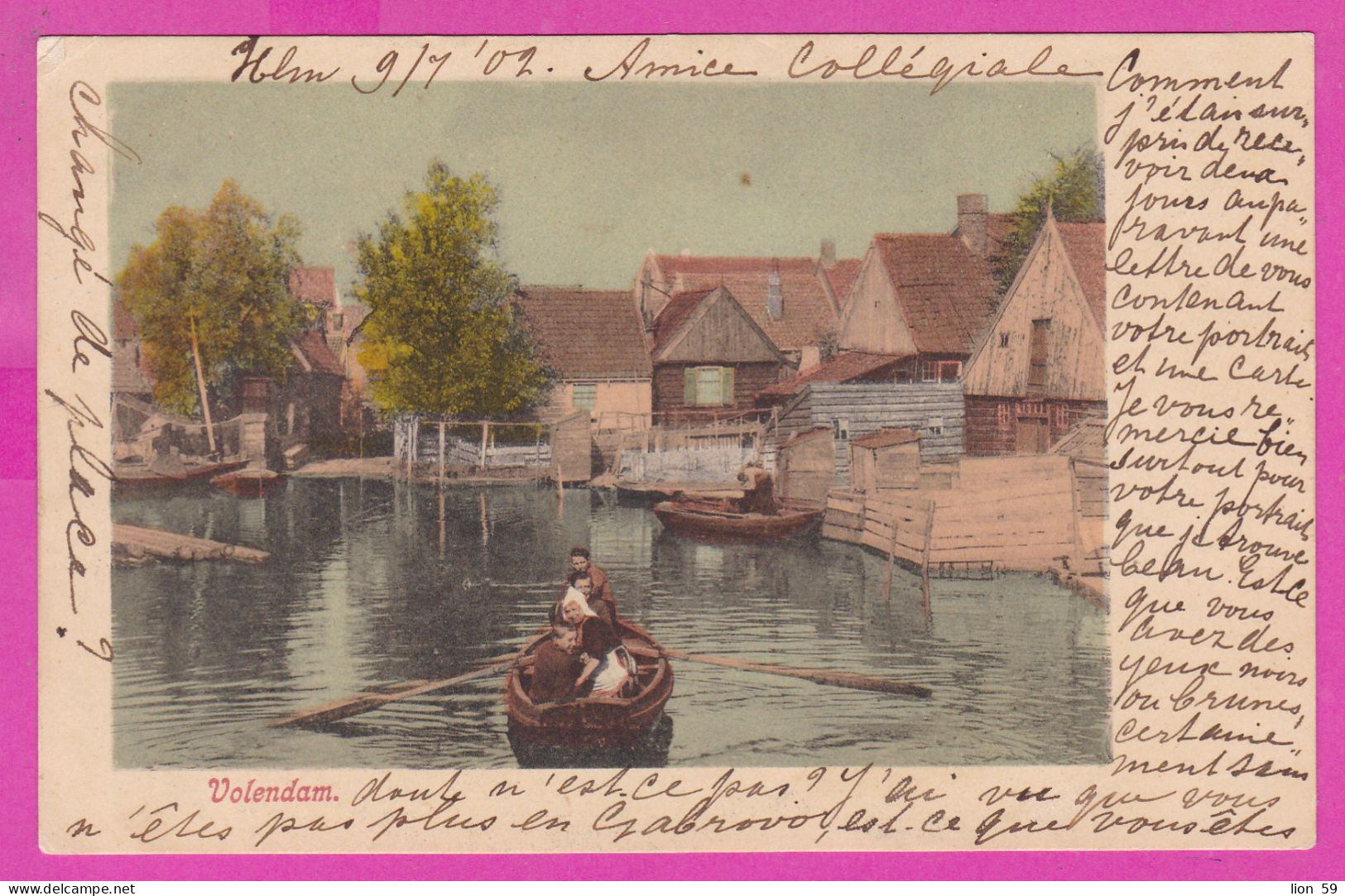 296851 / Netherlands - Volendam River Boat People House PC 09.07.1902 Rijkstelegraaf Haarlem USED To Sevlievo Bulgaria - Storia Postale