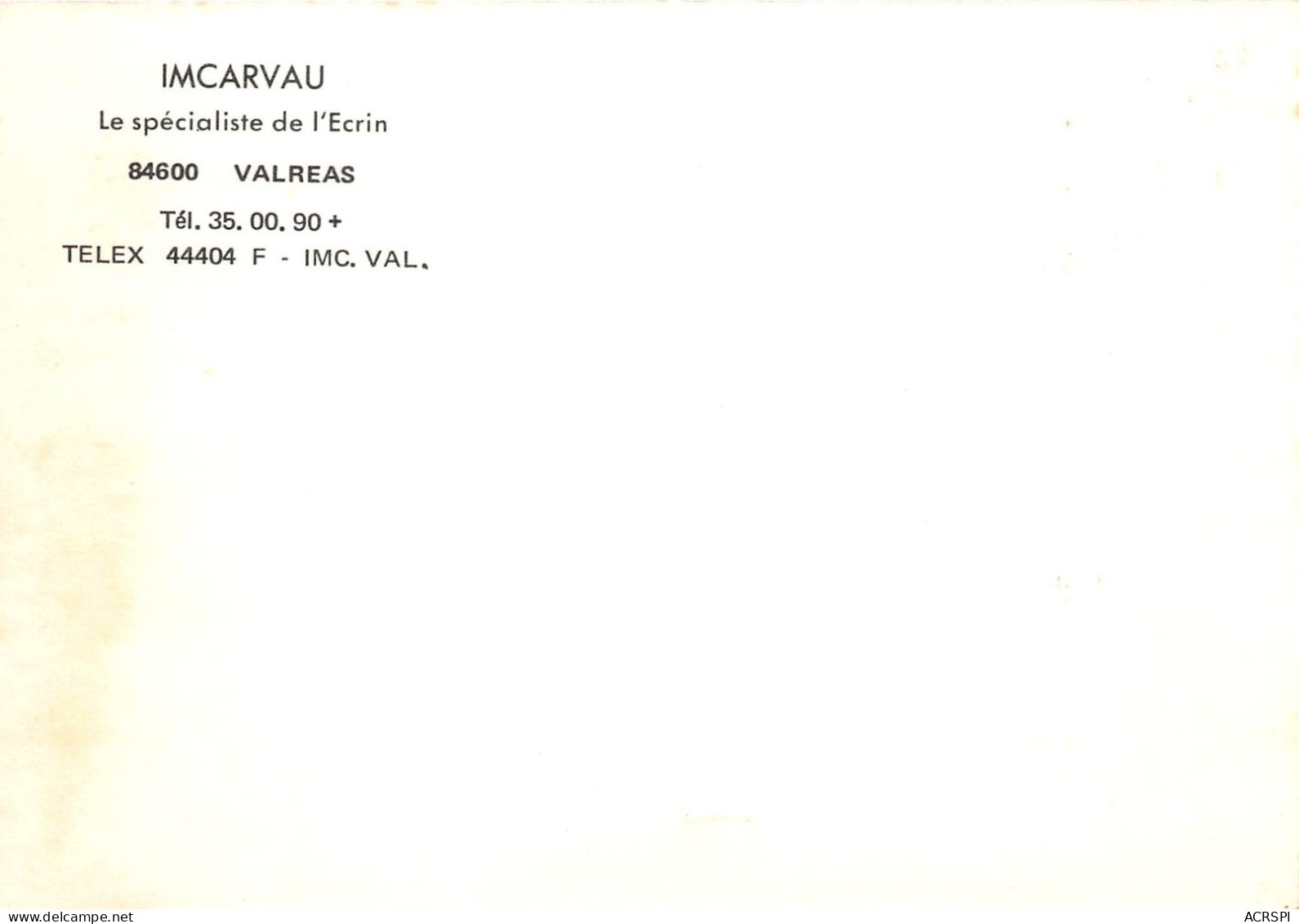 IMCARVAU Le Specialiste De L Ecrin VALREAS 16(scan Recto-verso) MA945 - Valreas