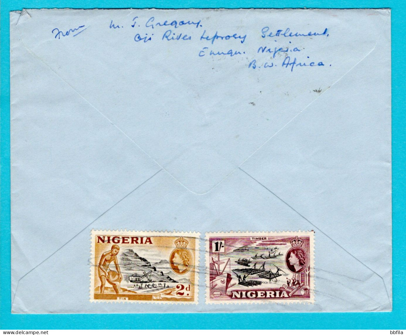 NIGERIA Air Cover 1956 To England - Nigeria (...-1960)