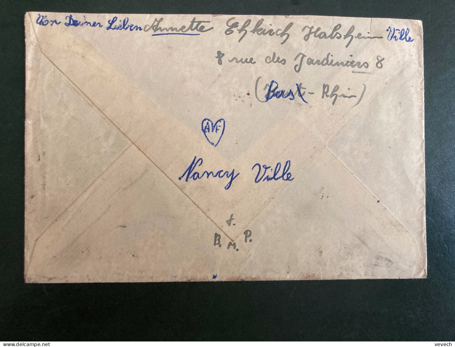 LETTRE TP M DE GANDON 15F OBL.9-3? 1950 HABSHEIM HAUT RHIN (68) Pour Fernand KITT 8e RA (Trompette) BCR NANCY (54) - Military Postmarks From 1900 (out Of Wars Periods)