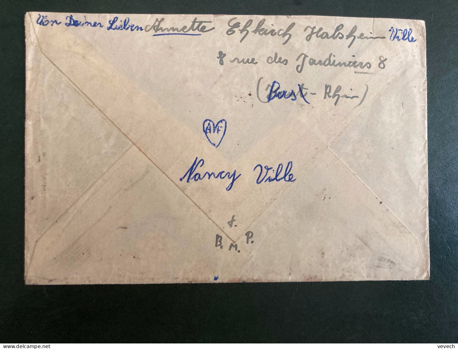 LETTRE TP M DE GANDON 15F OBL.9-3? 1950 HABSHEIM HAUT RHIN (68) Pour Fernand KITT 8e RA (Trompette) BCR NANCY (54) - Militärstempel Ab 1900 (ausser Kriegszeiten)