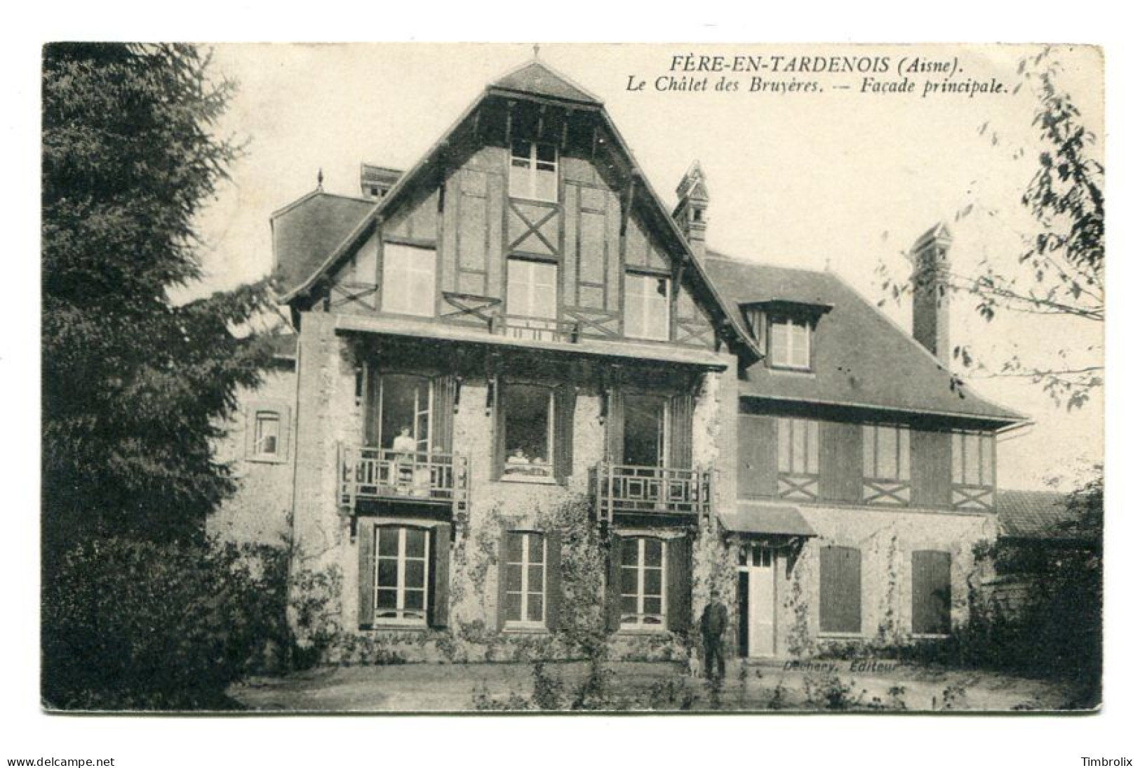 TRESOR ET POSTES * 43 * Sur Carte-Postale De :  FERE-EN-TARDENOIS (Aisne) - Le Châlet Des Bruyères - Facade Principale - Sellos Militares Desde 1900 (fuera De La Guerra)