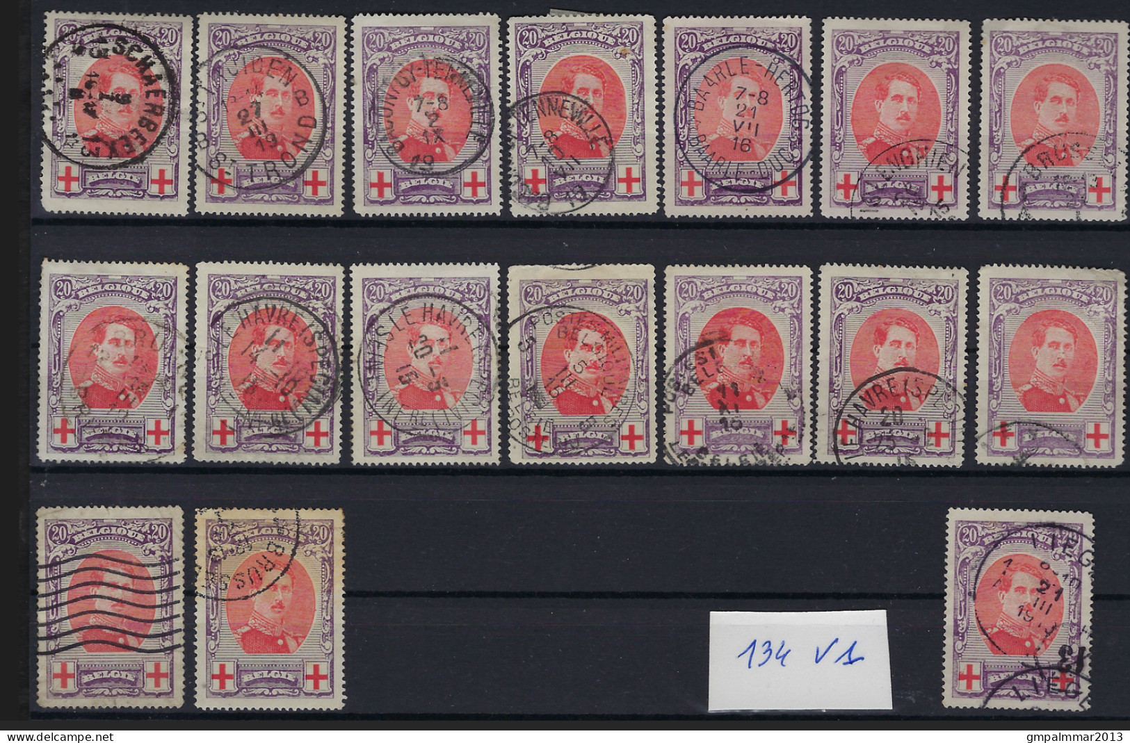 Lot Met 24 X Nr. 134 Waarbij Mooie Stempels , Variëteiten , Tandingvariatie Enz. ; Details & Staat Zie 4 Scans ! LOT 266 - 1914-1915 Rotes Kreuz