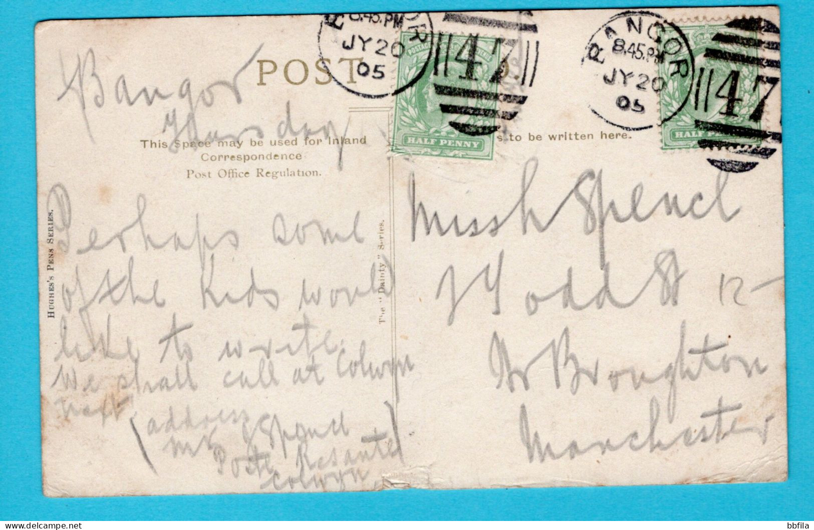 ENGLAND Picture Post Card Wales Llyn, Ogwen 1905 Bangor To Manchester - Other & Unclassified