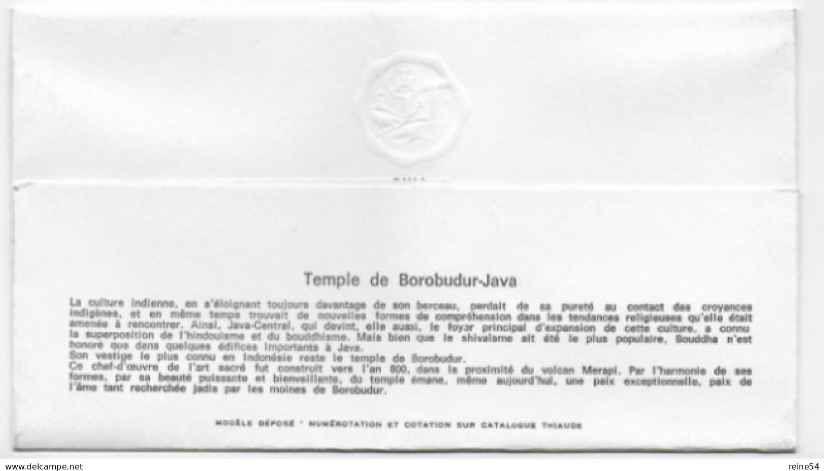 Feuillet Premier Jour -Temple De Borobudur 24 Févr 1979 Paris (75) N° YT 2036 Sérigraphie De Balla (lion) - 1970-1979
