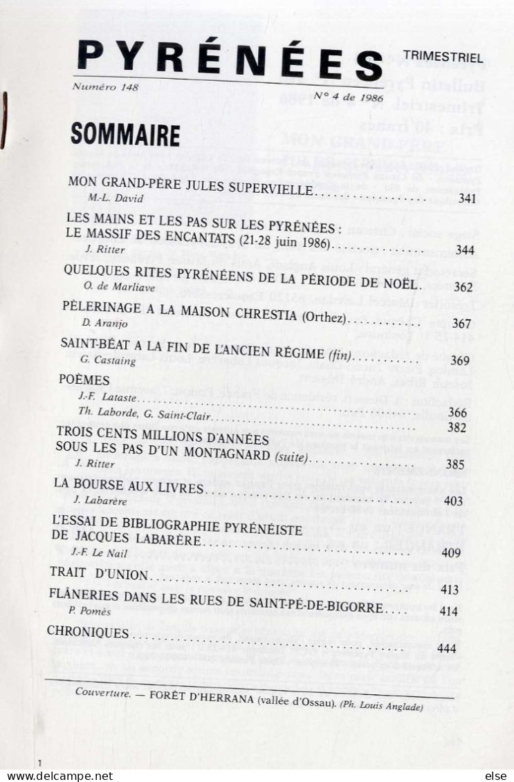 PYRENEEE  N°148  N°4  1986  LE MASSIF DES ACANTATS  POEMES   ETC  -  PAGE 339  A 465 - Midi-Pyrénées