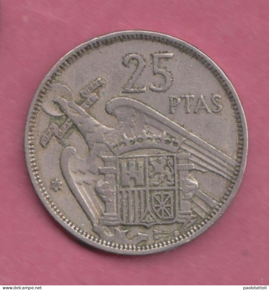 Spagna, Spain, 1957- 25 Pesetas- Copper-nickel - Obverse Head Of Francisco Franco Facing Right. Rverse Coat Of Arms - 25 Pesetas