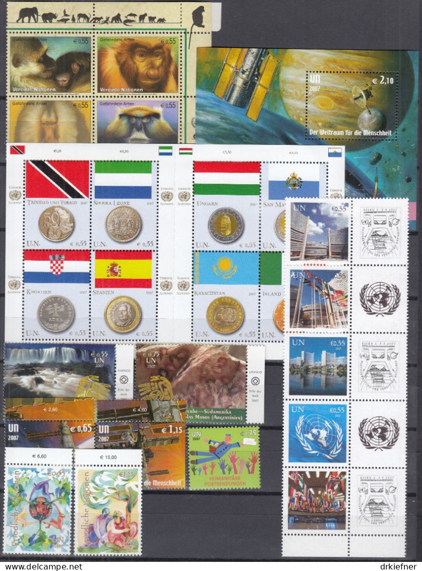 UNO WIEN  Jahrgang 2007, Postfrisch **, 485-519+Block 21 - Unused Stamps