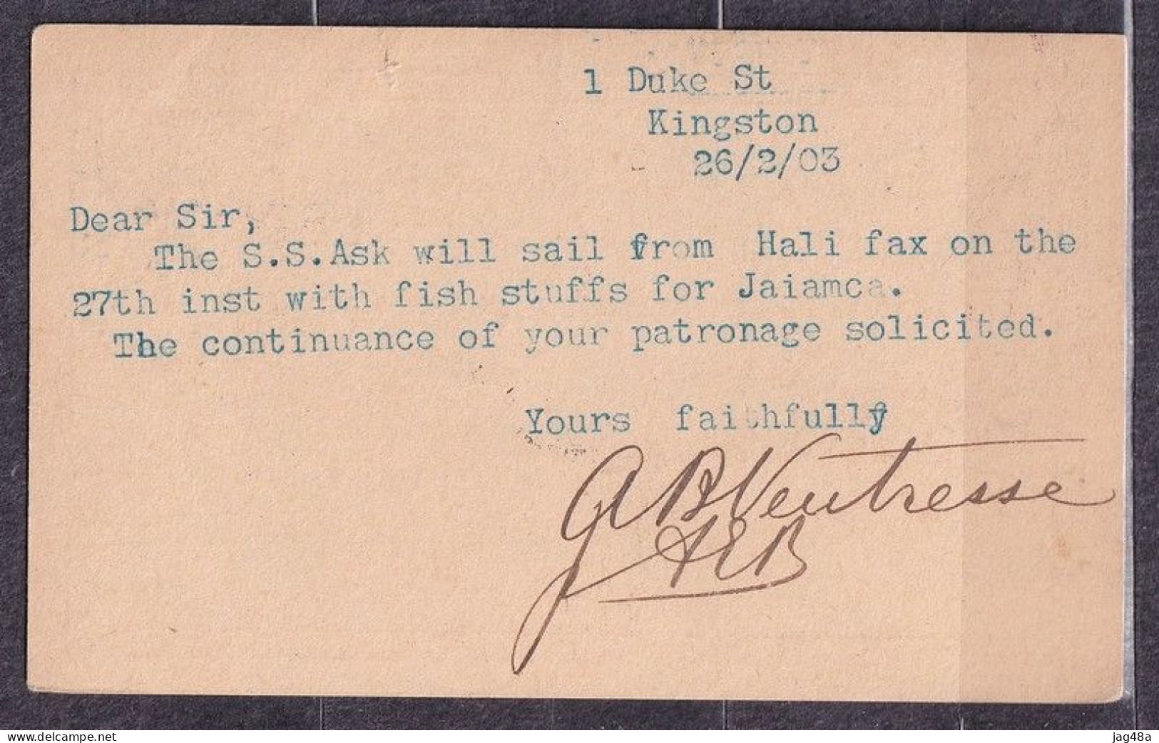 JAMAICA. 1903/Kingston, Half-penny PS Card/local Mail. - Giamaica (...-1961)