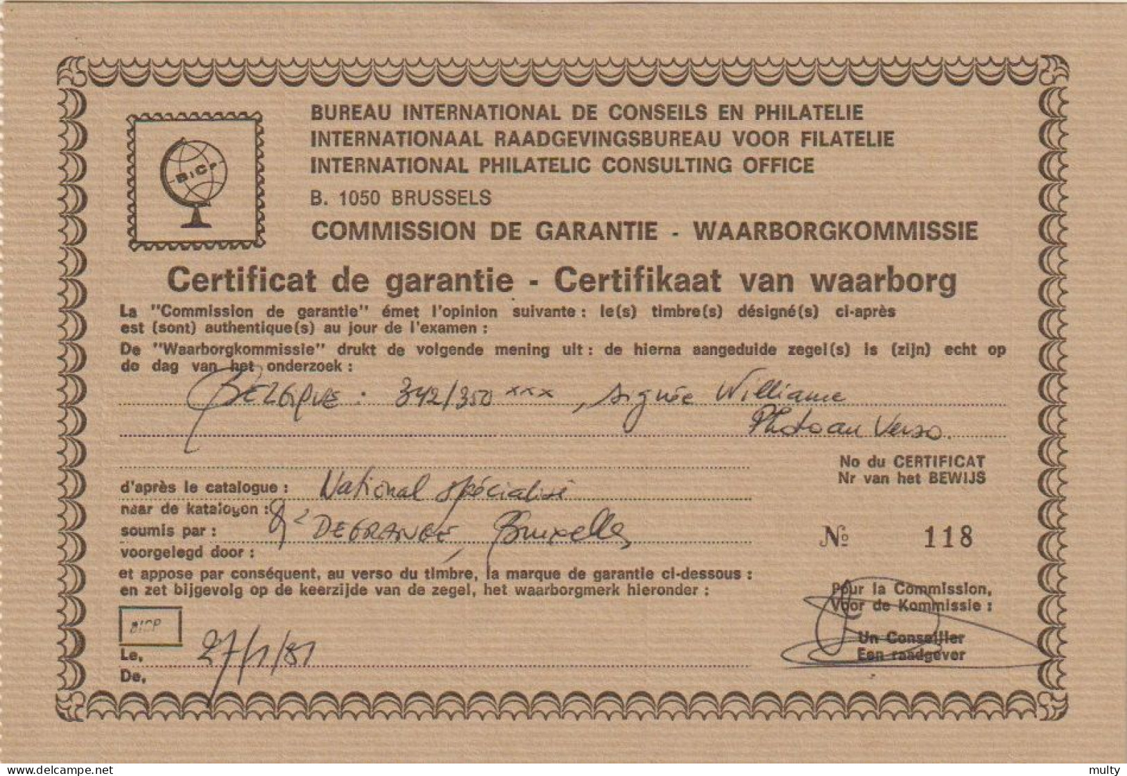 België OCB 342 / 350 ** MNH Met Certificaat - Ongebruikt