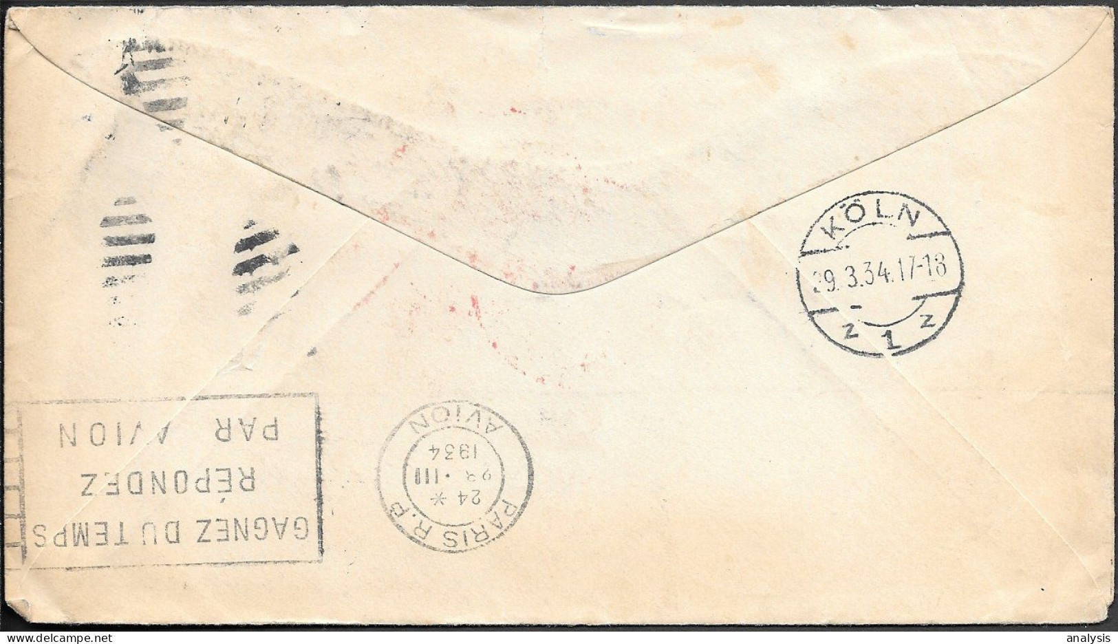 USA Minneapolis Airmail Cover Mailed To Germany 1934. 13c Rate. Köln Flughafen - Briefe U. Dokumente