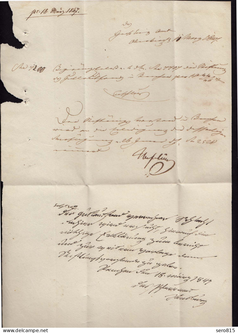 Baden - 1847 Brief OBERKIRCH L1r Nach RENCH K2s   (15873 - Andere & Zonder Classificatie