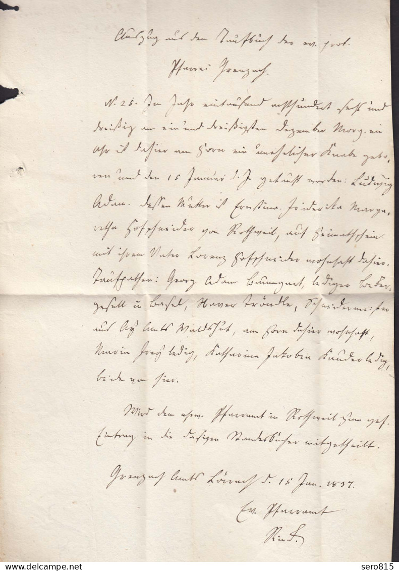 Baden - 1837 Brief LÖRRACH Schw.R2 Mit G.B. Mit Inhalt  (15871 - Andere & Zonder Classificatie