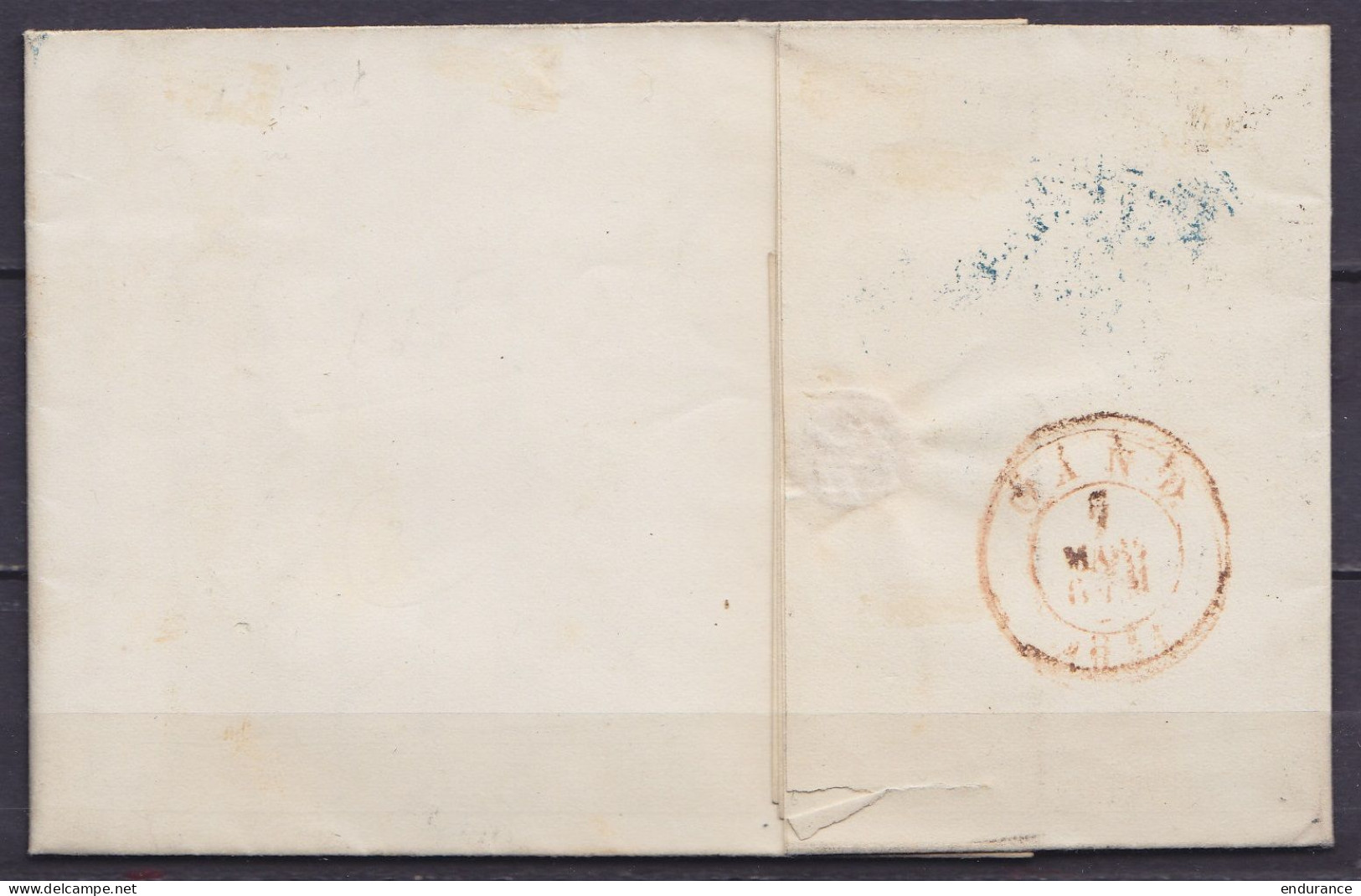 L. Affr. N°7 Bdf D24 Càd Bleu BRUXELLES /6 MARS 1854 Pour GAND (au Dos: Càd Arrivée GAND) - 1851-1857 Medaillen (6/8)