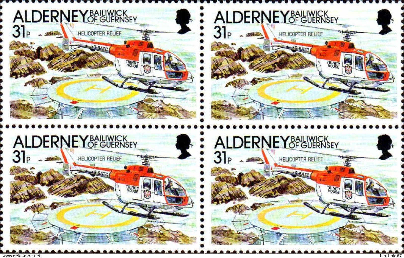 Aldeney-Aurigny Poste N** Yv: 49/53 Phare Des Casquets Histoire Bloc De 4 - Alderney