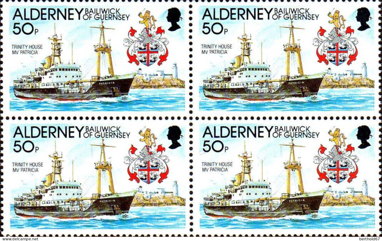 Aldeney-Aurigny Poste N** Yv: 49/53 Phare Des Casquets Histoire Bloc De 4 - Alderney